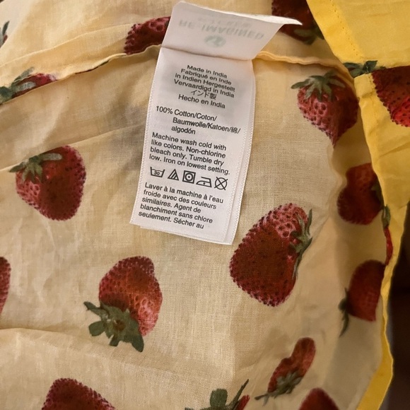 Edie Parker X J Crew Yellow Dress cover up strawberry print size M NWT - Picture 9 of 10